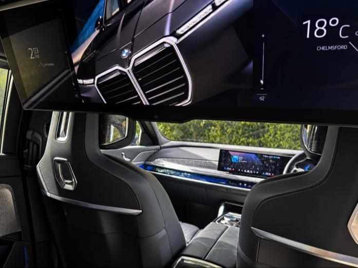 BMW i7 Theatre Screen lowered for rear passengers